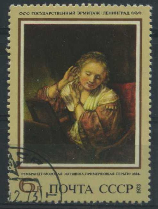 Scott 4142 - Mujer probandose pendientes (Rembrandt)