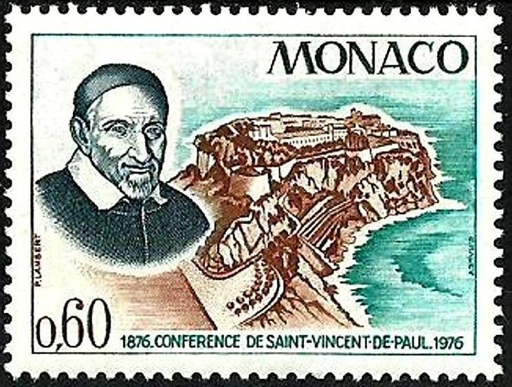 Monaco 1976 Scott 1067 Sello ** Personajes Conferencia San Vicente de Paul 0,60F Principat de Monaco