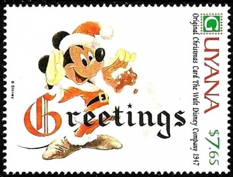 Guyana 1991 Scott 2474 Sello ** Walt Disney Tarjetas de Felicitacion Originales de 1947 7,65$ 