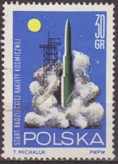 Polonia 1964 Scott 1294 Sello * Carrera Espacial Satelite Lunik III Fotografia Cara Oculta Luna