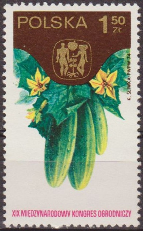 Polonia 1974 Scott 2052 Sello ** Congreso Horticola Varsovia Frutas Pepinos