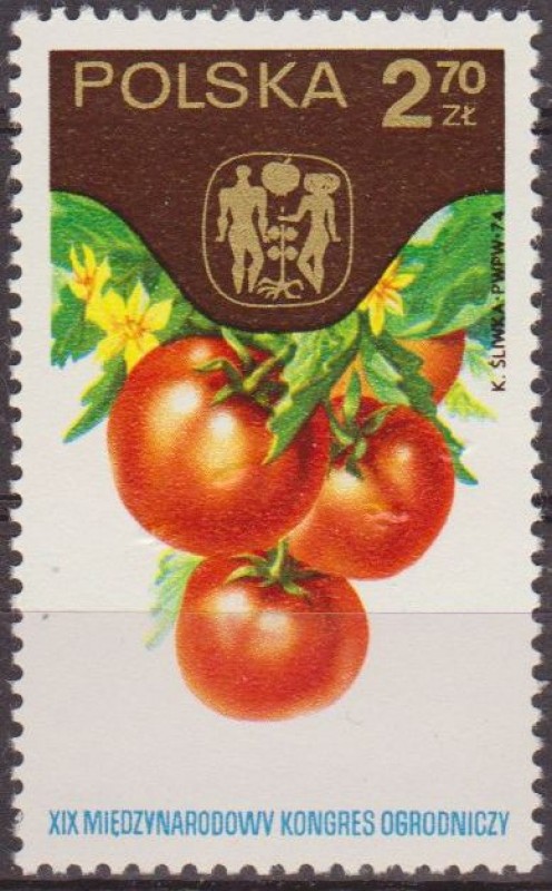 Polonia 1974 Scott 2053 Sello ** Congreso Horticola Varsovia Frutas Tomates