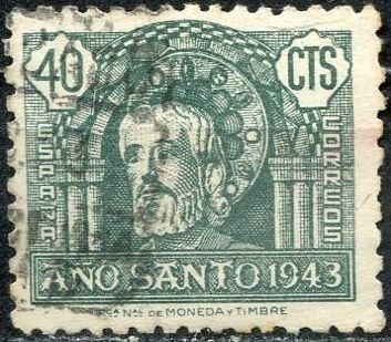 España 1943 965 Sello º Año Santo Compostelano El Apostol
