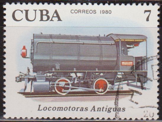 Cuba 1980 Scott 2359 Sello * Tren Locomotoras Antiguas Train Vieilles Locomotives Vapor Timbre 7c Mi
