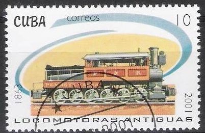 Cuba 2001 Scott 4131 Sello * Trenes Antiguos Trains Antiques de 1863 Timbre 10c 