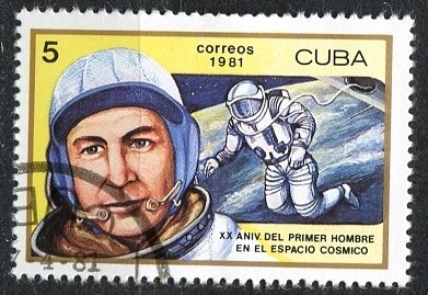 Cuba 1981 Scott 2402 Sello * Astronauta Astronaute Aniv. 1º Hombre en el Espacio Aleksei A. Leonov 5