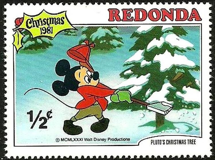 Redonda (Iles des Antilles) 1981 Sello ** Walt Disney Navidad El Arbol de Navidad de Pluto 1/2c Mick