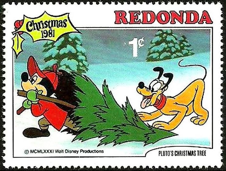 Redonda (Iles des Antilles) 1981 Sello ** Walt Disney Navidad El Arbol de Navidad de Pluto 1c Mickey