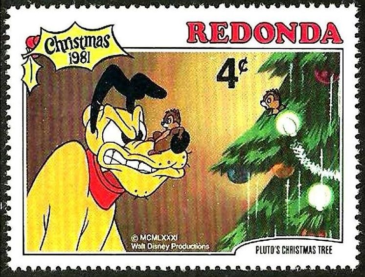 Redonda (Iles des Antilles) 1981 Sello ** Walt Disney Navidad El Arbol de Navidad de Pluto 4c Chip y