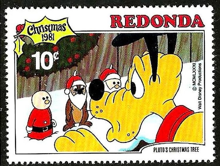 Redonda (Iles des Antilles) 1981 Sello ** Walt Disney Navidad El Arbol de Navidad de Pluto 10c Chip 
