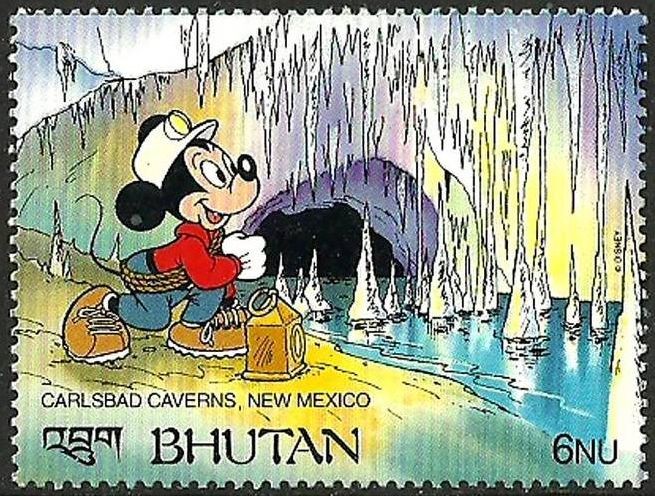 Bhutan 1991 Scott 960 Sello ** Walt Disney Cavernas Carlsbad ** Mexico 6nu