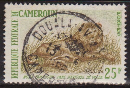 Camerun 1964 Scott 397 Sello º Fauna Leon Parque Nacional de Waza Cameroun 