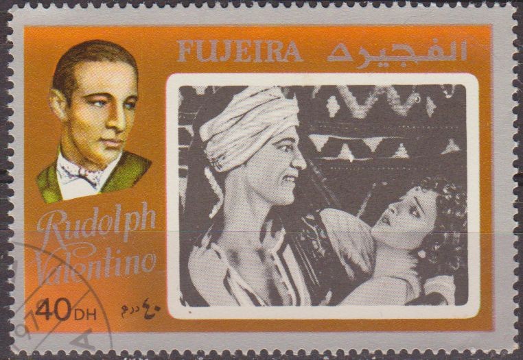 FUJEIRA 1972 Sello * Actores del Cine Mundial Rodolfo Valentino 40DH