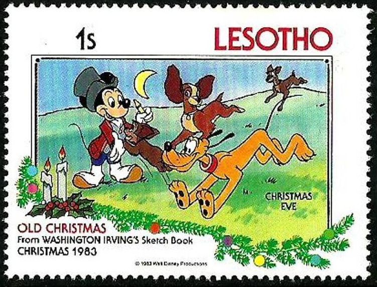 Lesotho 1983 Scott 412 Sello ** Walt Disney Libro dibujos Washington Irving Christmas Eve 1s 