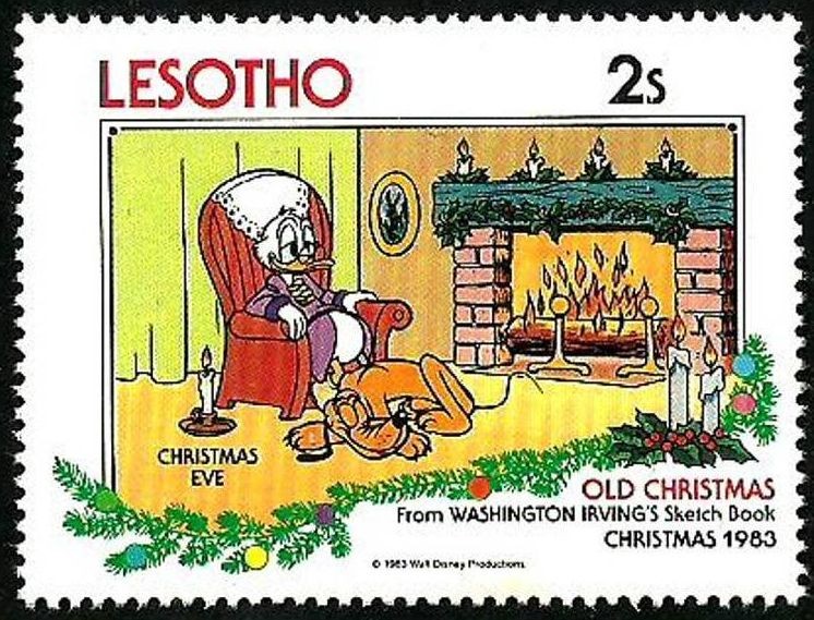 Lesotho 1983 Scott 413 Sello ** Walt Disney Libro dibujos Washington Irving Christmas Eve 2s 
