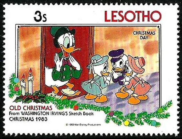 Lesotho 1983 Scott 414 Sello ** Walt Disney Libro dibujos Washington Irving Christmas Day 3s