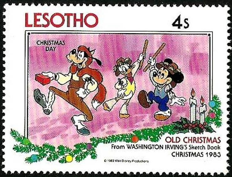 Lesotho 1983 Scott 415 Sello ** Walt Disney Libro dibujos Washington Irving Christmas Day 4s 