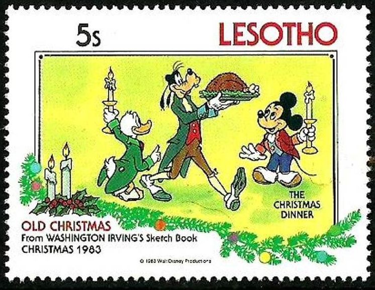 Lesotho 1983 Scott 416 Sello ** Walt Disney Libro dibujos Washington Irving Cena de Navidad 5s 