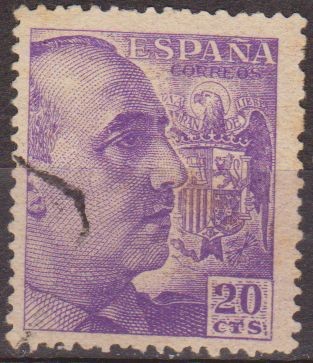ESPAÑA 1940 922 Sello º General Franco 20c