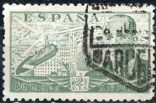 ESPAÑA 1941 945 Sello º Juan de la Cierva y Autogiro 2p