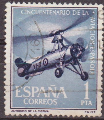 España 1961 1401 Sello º Aniversario de la Aviación Española Autogiro Juan de la Cierva