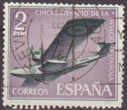 España 1961 1402 Sello º Aniversario de la Aviación Española Hidroavion Plus Ultra 