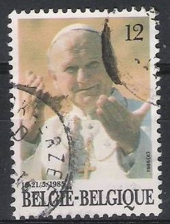 Belgica 1985 Scott 1190 Sello º Visita Papa Juan Pablo II 12fr Belgique Belgium 