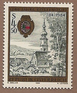 1200 aniversario de Köstendorf - Iglesia de Tödtleinsdorf y escudo