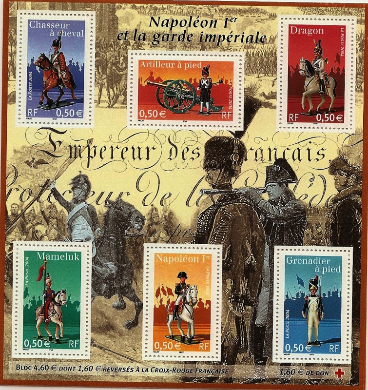 Napoleón 1º  y la guardia Imperial - HB con donativo a la Cruz Roja Francesa