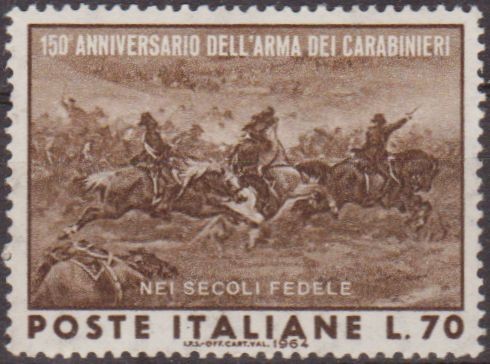 Italia 1964 Scott 892 Sello ** Aniv. de los Carabinieri Carga de Pastrengo 70L Timbres Italie Italy