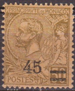 Monaco 1924 Scott 57 Sello ** Principe Alberto I Sobrecargado 45 - 50c Principat de Monaco