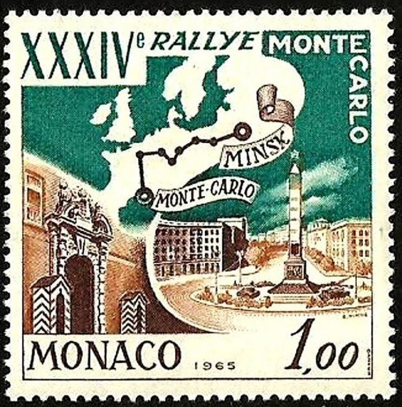 Monaco 1964 Scott 662 Sello ** 34 Rallye Automovil Monte Carlo 1F 