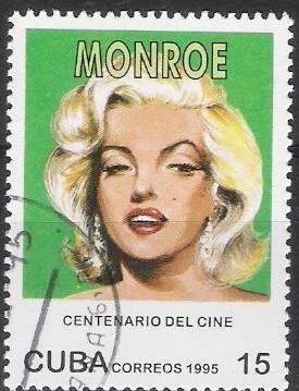 Cuba 1995 Scott 3689 Sello * Centenario Cine Cinema Marylin Monroe Timbre 15c