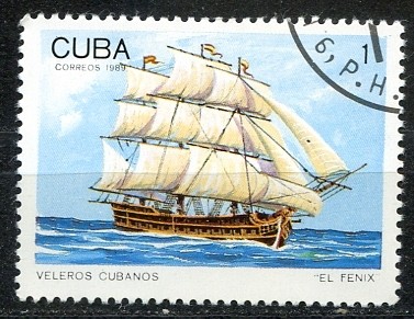 Cuba 1989 Scott 3143 Sello * Barco Veleros Cubanos Boat Voilier El Fenix Timbre 1c Mi.3306 Yvert2954