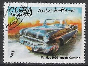 Cuba 2002 Scott 4250 Sello * Autos Antiguos Voitures Pontiac 1956 Md. Catalina Timbre 5c