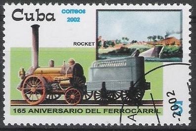 Cuba 2002 Scott 4262 Sello * Aniversario Ferrocarril Tren Train Rocket Timbre 5c 