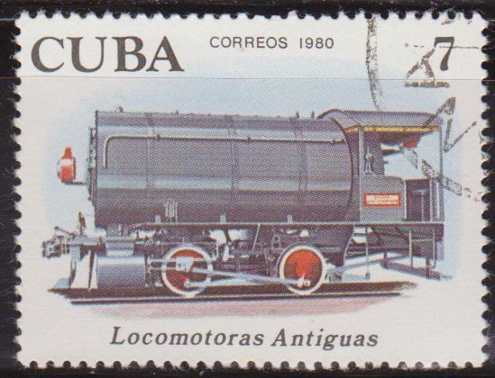 Cuba 1980 Scott 2359 Sello * Tren Locomotoras Antiguas Train Vieilles Locomotives Vapor Timbre 7c Mi