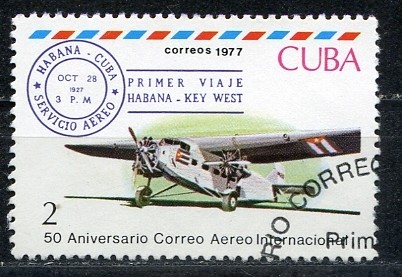 Cuba 1977 Scott 2161 Sello * Avion 1º Viaje Habana Key West 2 Mi.2249 Yvert2027