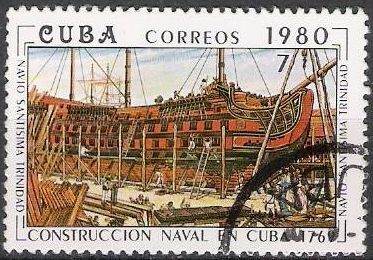 Cuba 1980 Scott 2348 Sello º Construccion Naval Construction Navale Navio Santisima Trinidad Timbre 
