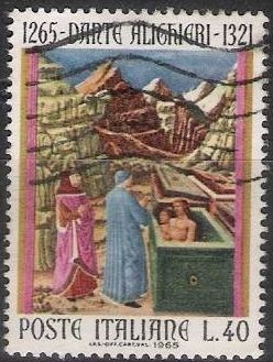 Italia 1965 Scott 917 Sello º Dante Alighiere en Hell (1265-1321) Timbres Italie Italy Stamps Franco