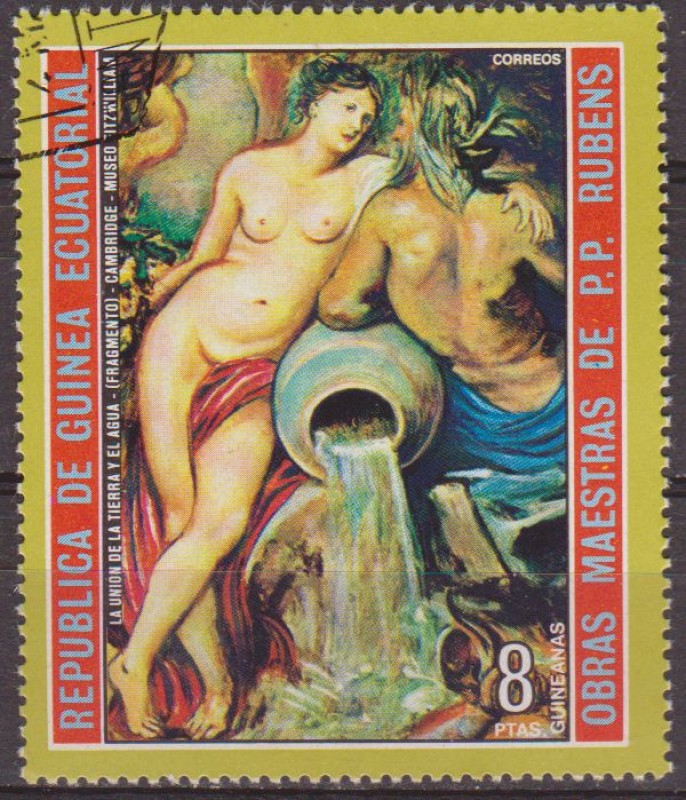 Guinea Ecuatorial 1973 Michel 289 Sello * Pintura Pedro Pablo Rubens La Union de la Tierra y el Agua