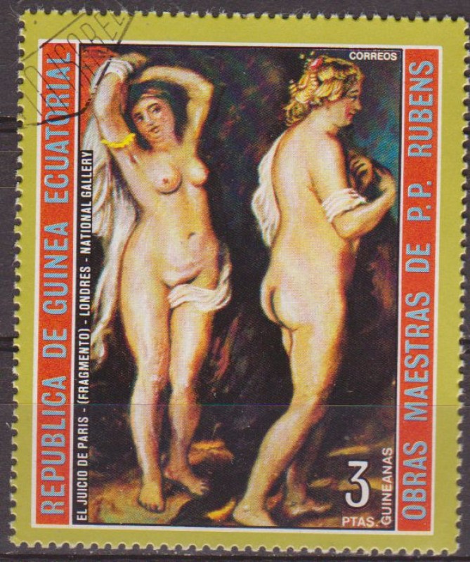 Guinea Ecuatorial 1973 Michel 287 Sello * Pintura Pedro Pablo Rubens El Juicio de Paris Mujeres Desn