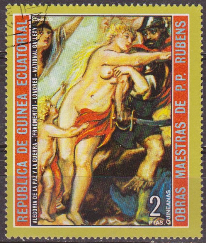 Guinea Ecuatorial 1973 Michel 286 Sello * Pintura Pedro Pablo Rubens Alegoria de la Paz y la Guerra 