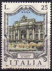 Italia 1973 Scott 1128 Sello º Fuentes Famosas Fontana di Trevi Roma Timbre Italie Italy Stamp Franc