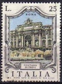 Italia 1973 Scott 1128 Sello º Fuentes Famosas Fontana di Trevi Roma Timbre Italie Italy Stamp Franc