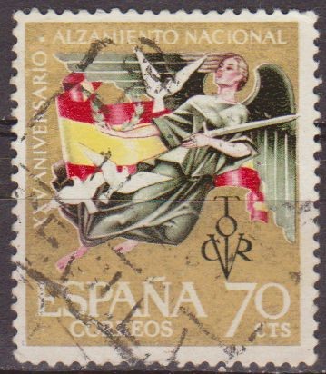 España 1961 1353 Sello º XXV Aniv. del Alzamiento Nacional Alegoria Paz 70c Timbre Espagne Spain Spa