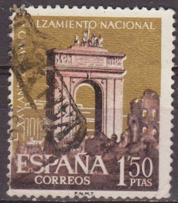 España 1961 1356 Sello º XXV Aniv. del Alzamiento Nacional Arco del Triunfo 1,50p Timbre Espagne Spa