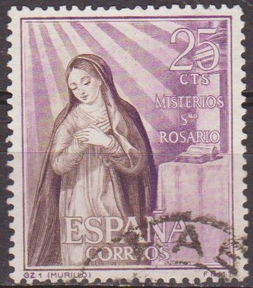 España 1962 1463 Sello º Misterios del Santo Rosario Anunciacion (Murillo) Timbre Espagne Spain Spag