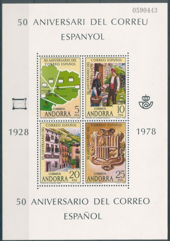 ANDORRA 1978_116.01 L Aniversario del Correo Español.