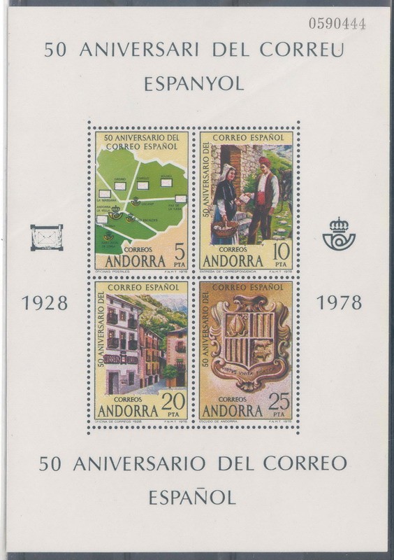 ANDORRA_SCOTT 102.02 L Aniversario del Correo Español. $1.50